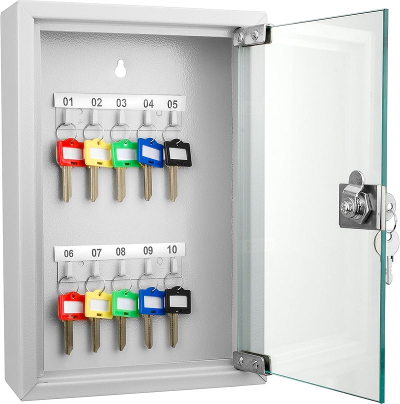 BARSKA Barska Key Lock Key Cabinet with Glass Door Numbered Hooks and Colored Key Tags  - Image 1
