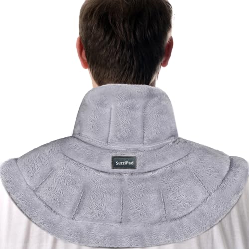 SuzziPad Neck Heating Pad Microwavable for Discomfort Reduction, Shoulder Heated Pads for Chronic Necks Fatigue, Reduce Muscle Tightness & Stress, Microwave Warmer with Moist Heat, Grey - Image 1