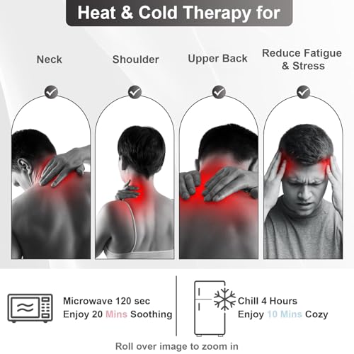 SuzziPad Neck Heating Pad Microwavable for Discomfort Reduction, Shoulder Heated Pads for Chronic Necks Fatigue, Reduce Muscle Tightness & Stress, Microwave Warmer with Moist Heat, Grey - Image 2