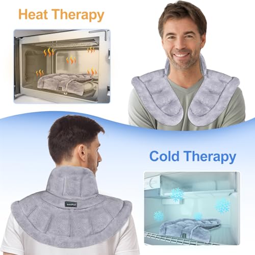 SuzziPad Neck Heating Pad Microwavable for Discomfort Reduction, Shoulder Heated Pads for Chronic Necks Fatigue, Reduce Muscle Tightness & Stress, Microwave Warmer with Moist Heat, Grey - Image 4