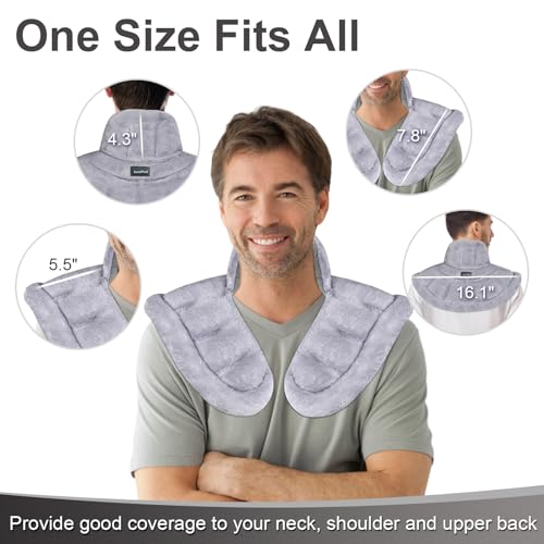 SuzziPad Neck Heating Pad Microwavable for Discomfort Reduction, Shoulder Heated Pads for Chronic Necks Fatigue, Reduce Muscle Tightness & Stress, Microwave Warmer with Moist Heat, Grey - Image 5