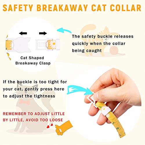 JXFUKAL Airtag Cat Collar, JXFUKAL Kitten Collar Breakaway with Silicone Airtag Holder, Bells & Flower Charm for Girl Cats Boy Cats Small Dogs(Yellow) - Image 5