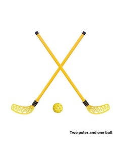 Generic Children's Hockey Toy Kindergarten Feelings Training Ice Hockey Props Outdoor Sports Parent-Child Interactive Games-Color:100cm Hockey Stick Yellow 2 Pieces With 1 Ball  - Image 1
