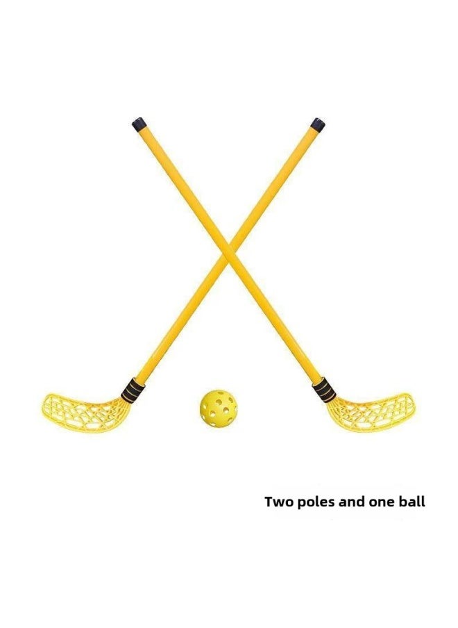 Generic - Children's Hockey Toy Kindergarten Feelings Training Ice Hockey Props Outdoor Sports Parent-Child Interactive Games-Color:100cm Hockey Stick Yellow 2 Pieces With 1 Ball - Image 1