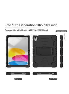 GULFLINK Shockproof High Impact Protective Case Cover with Kickstand for ipad 10th 10.9 inch 2022（A2757/A2777）Black  - Image 2