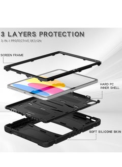 GULFLINK Shockproof High Impact Protective Case Cover with Kickstand for ipad 10th 10.9 inch 2022（A2757/A2777）Black  - Image 5