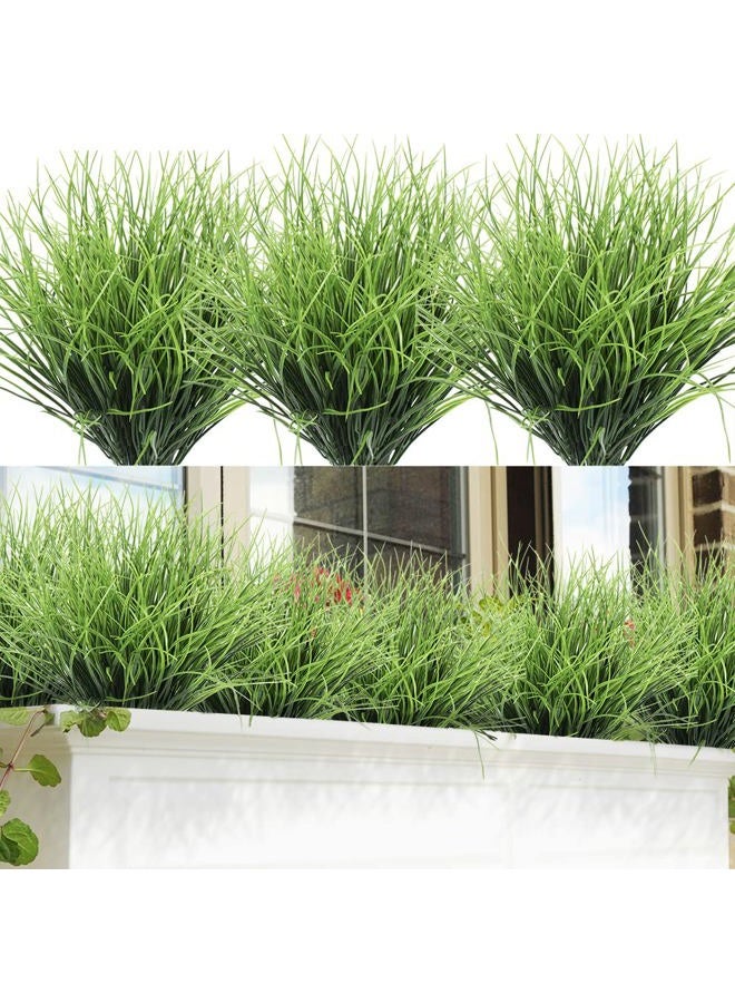 DVGUN SLanC 8 Bundles Artificial Grass Plants Fake Bushes Artificial Shrubs Wheat Grass Greenery for House Plastic Outdoor UV Resistant Faux Grass (Pack of 8) - Image 1