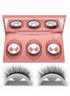 Natural 3D Reusable Self Adhesive False Eyelashes No Glue Needed 3 Pairs with Replacement Tape for Effortless Glam