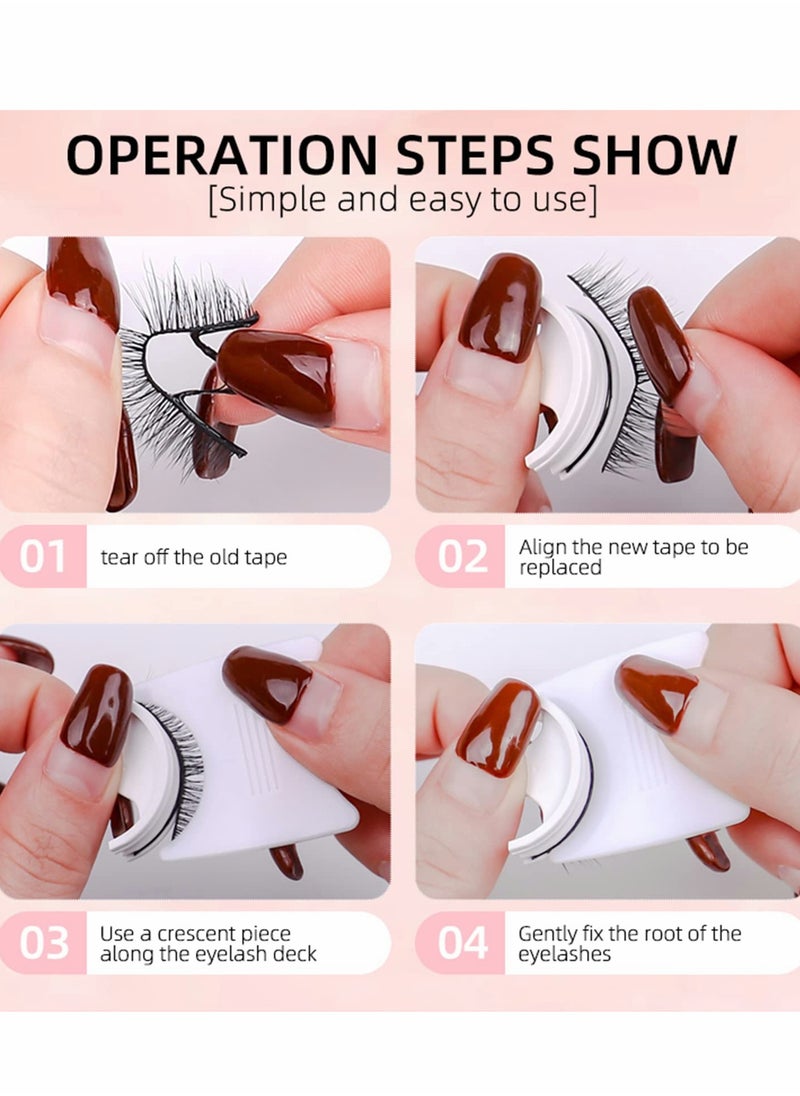 Generic - Natural 3D Reusable Self Adhesive False Eyelashes No Glue Needed 3 Pairs with Replacement Tape for Effortless Glam - Image 1