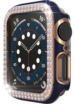 Techmaster Apple Watch 7 41MM Compatible Double Row Polished Stone Rubber Case Cover  - Image 2
