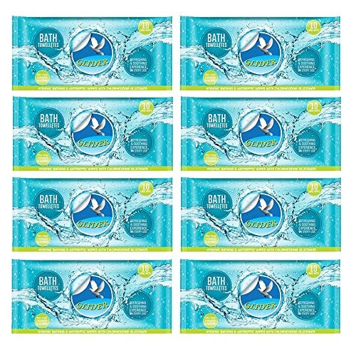 Glider Bath Wipes for Adults | 8 Packs | 80 Wipes Large, Rinse-Free Body Cleansing Wipes | Infused with Aloe Vera & Vitamins | Fresh & Gentle Skin Care - Image 1
