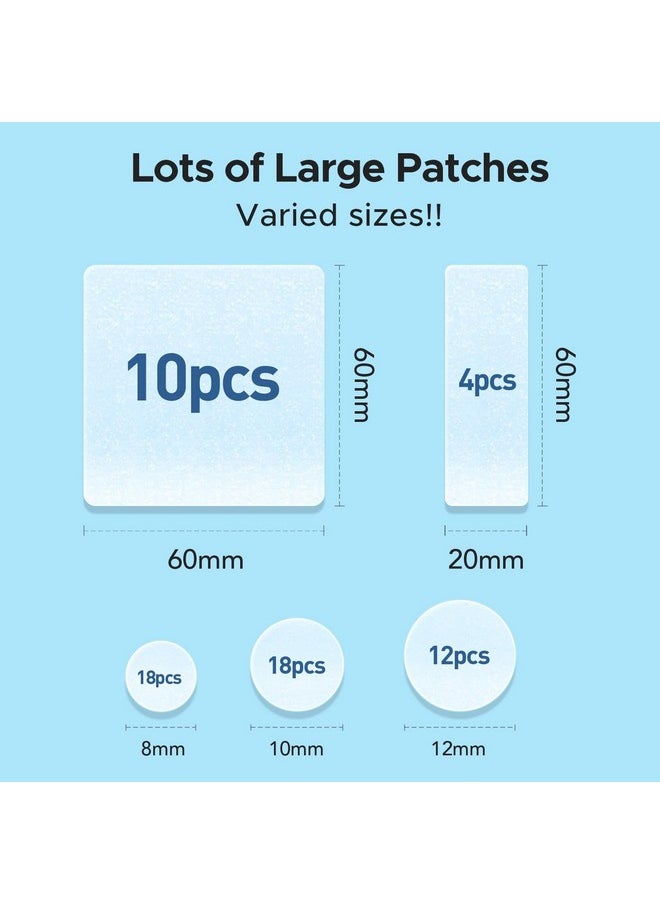 TKTK - TKTK Large Pimple Patches, 60 mm XL Acne Patches, Big Hydrocolloid Bandages for Body, Face, Forehead, Chin, Neck Zit Breakouts, Hydrocolloid Patch (Square, Strip, Dot 5 Sizes 62 Count) - Image 1