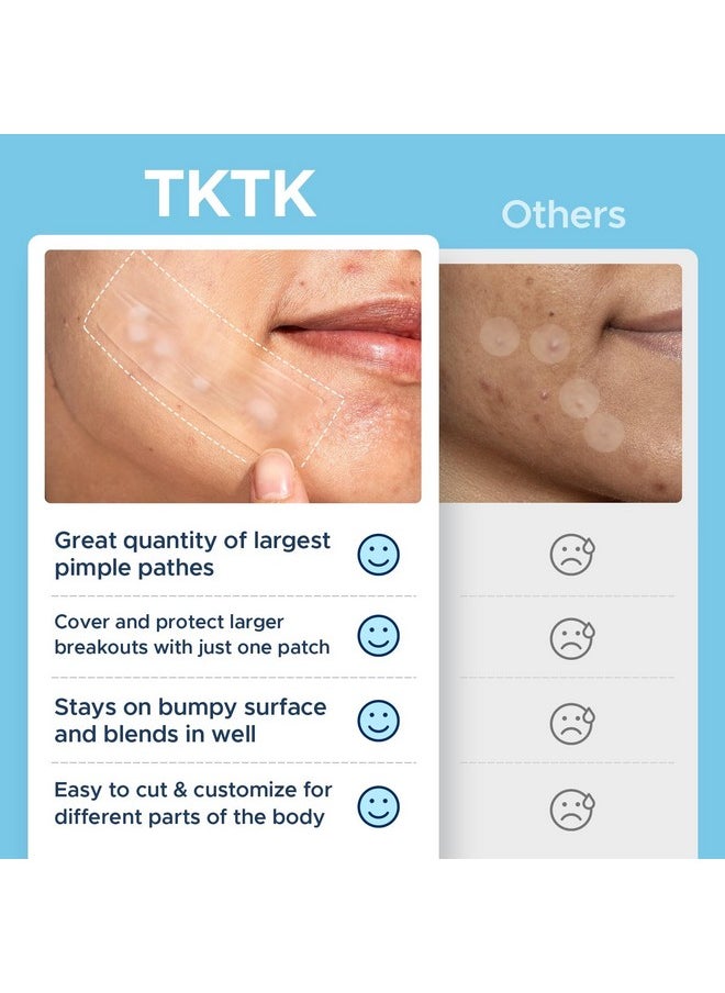 TKTK - TKTK Large Pimple Patches, 60 mm XL Acne Patches, Big Hydrocolloid Bandages for Body, Face, Forehead, Chin, Neck Zit Breakouts, Hydrocolloid Patch (Square, Strip, Dot 5 Sizes 62 Count) - Image 1