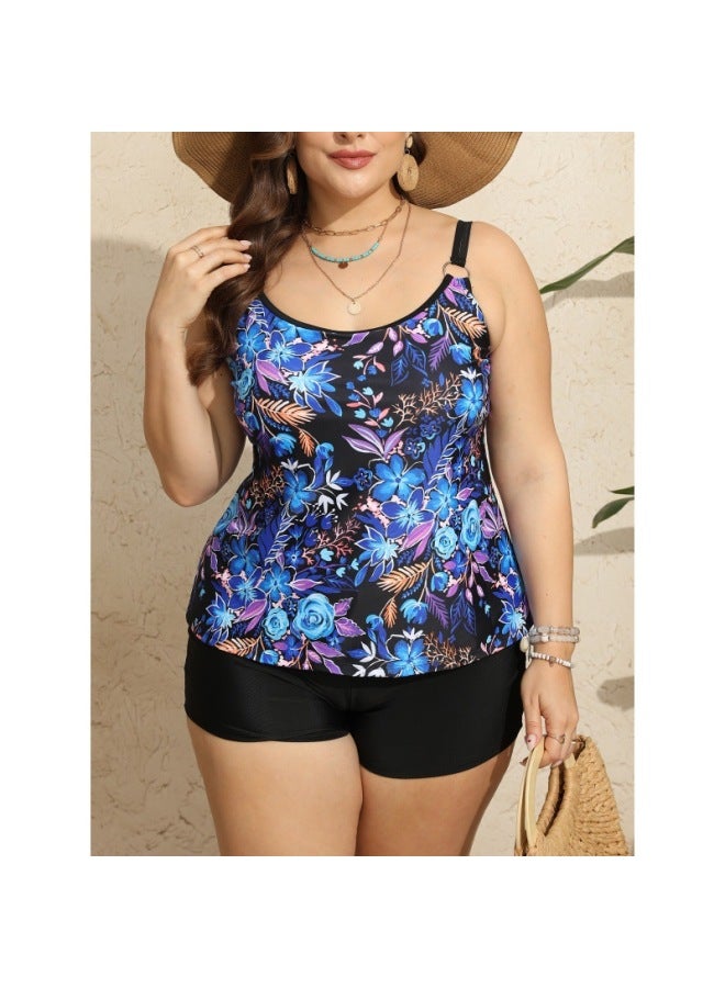 إسكدنيا ملابس سباحة أوروبية وأمريكية سبليت مقاس كبير 2024 مطبوعة رقمية بحزام نحيف ملابس سباحة للنساء - اللون: لون الصورة 2- - Image 4