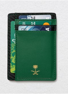 Leather Card Holder Green Wallet Saudi Emblem