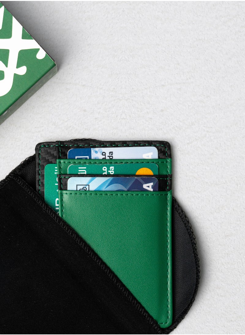 Tawqiy - Leather Card Holder Green Wallet Saudi Emblem - Image 1