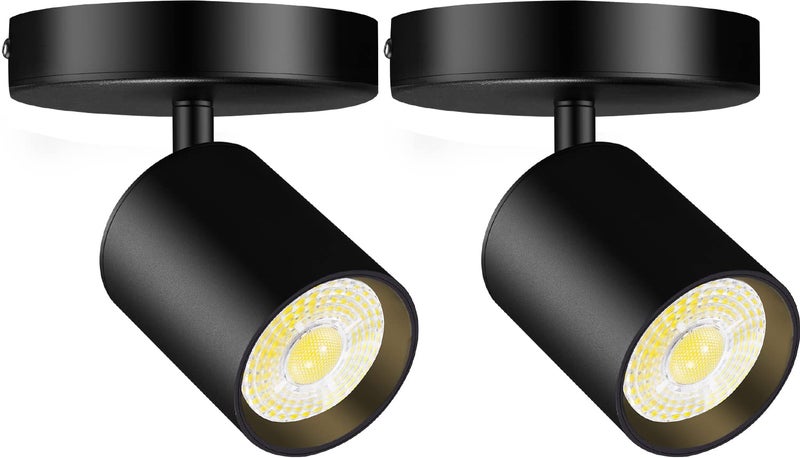 VANoopee Flush Mount LED Ceiling Spotlight Dimmable Adjustable Spotlight Directional Spot Lights Indoor Bright Can Accent Fixture for Living Room - CRI90 Flicker Free 10W 800lm 3000K Black 2 Pack - Image 1