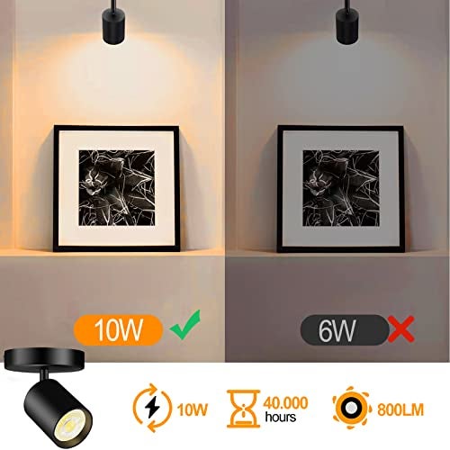 VANoopee Flush Mount LED Ceiling Spotlight Dimmable Adjustable Spotlight Directional Spot Lights Indoor Bright Can Accent Fixture for Living Room - CRI90 Flicker Free 10W 800lm 3000K Black 2 Pack - Image 3