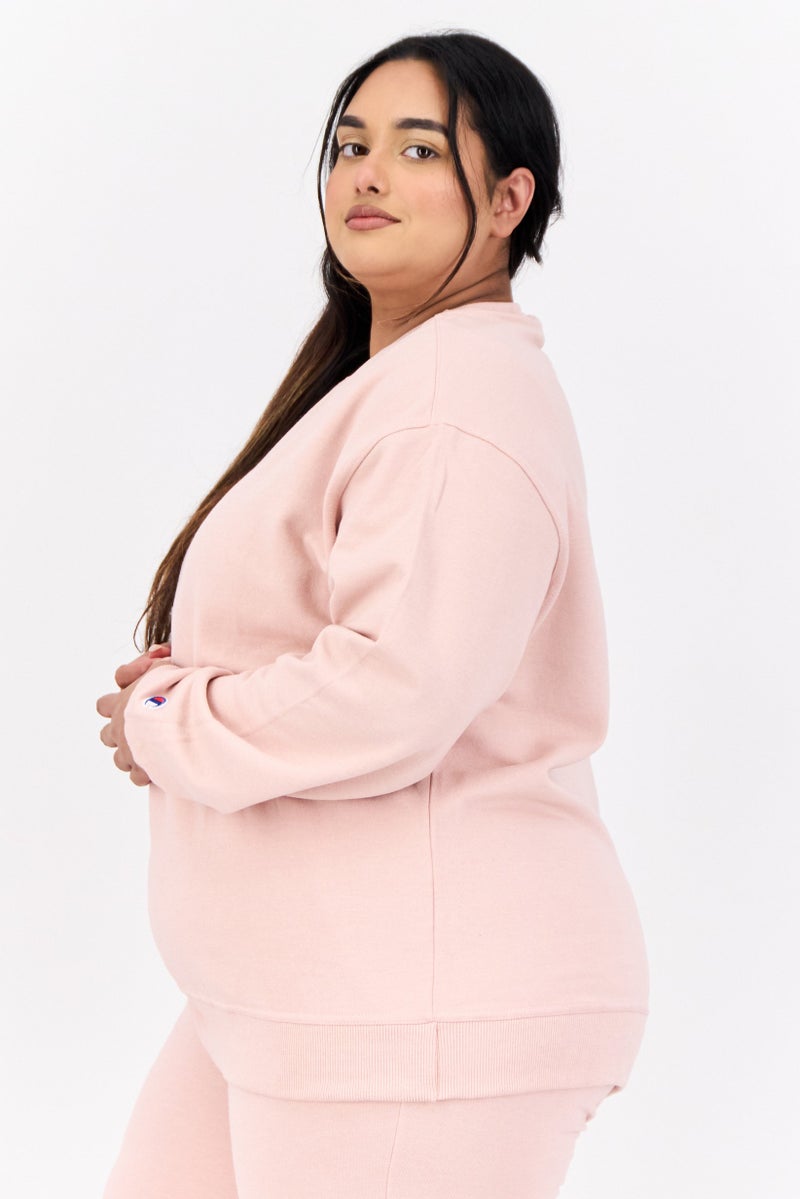 Champion Women Plus Size Long Sleeves Outdoor Sweatshirts, Pink  - Image 3