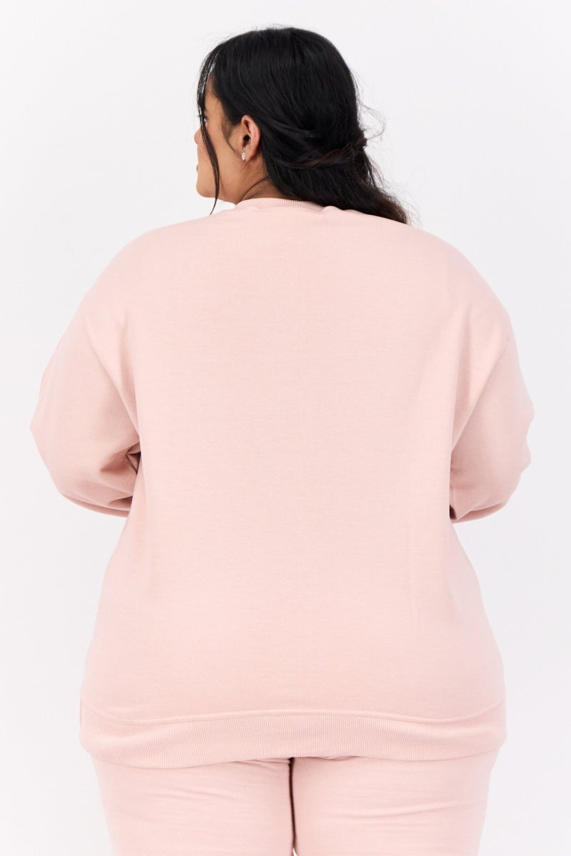 Champion Women Plus Size Long Sleeves Outdoor Sweatshirts, Pink  - Image 4