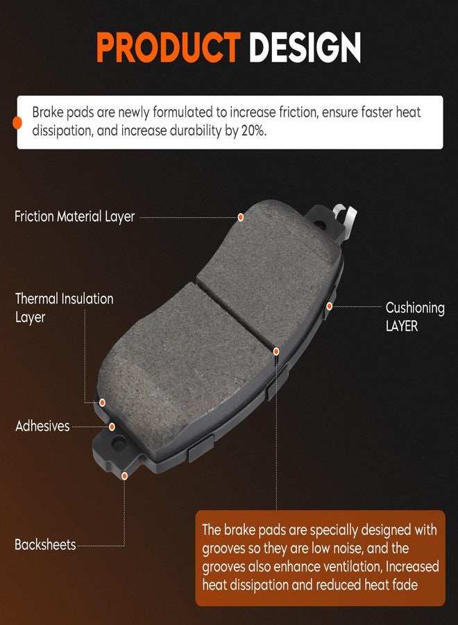 AEagle طقم تيل فرامل أمامي سيراميكي وخلفي شبه معدني لسيارة نيسان ألتيما 2013-2019 (8 قطع) - Image 3