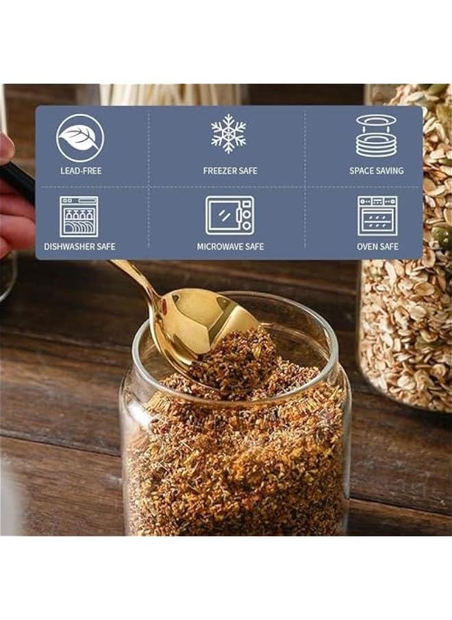 HOOKOR 2 Pcs Glass Food Storage with Airtight Lid, Kitchen Canisters, Clear visible Jar for Coffee Bean, Cookie, Candy, Spices (1000ml)  - Image 3