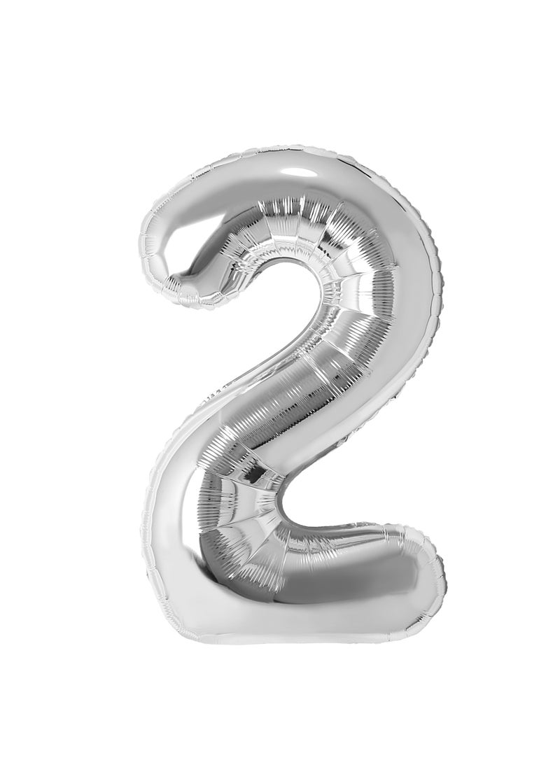 Party Zone Silver Foil Balloon Number 2 32" 
