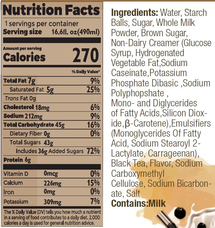 (Pack of 12) INOTEA Bubble Tea | Choose One from 5 Flavors: Brown Sugar, Taro, Honeydew, Banana, Matcha Latte | Ready to Drink in a Can (16.6oz/can) | Black Milk Tea with Boba (Brown Sugar) - Image 5