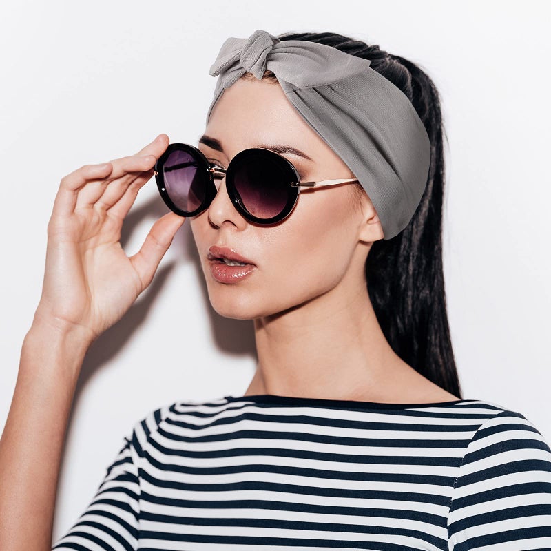 WILLBOND 6 Pcs Tie Headband for Women, Adjustable Wide Bandana Headband Tie, Knotted African Hairband, Yoga Elastic Non Slip Floral Hairbands for Running Hiking Cycling Workout(Single Color) - Image 3