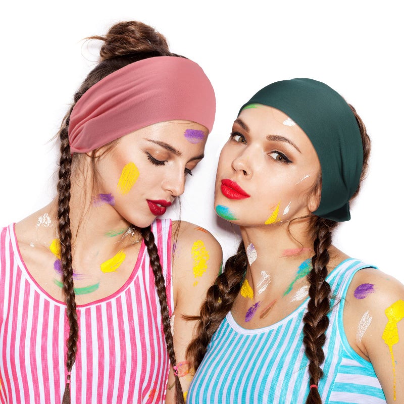 WILLBOND 6 Pcs Tie Headband for Women, Adjustable Wide Bandana Headband Tie, Knotted African Hairband, Yoga Elastic Non Slip Floral Hairbands for Running Hiking Cycling Workout(Single Color) - Image 5