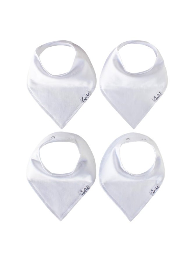 Copper Pearl 4 Pack Soft Cotton Baby Bibs for Drooling and Teething, Absorbent Drool Bibs for Baby Girl and Boy, Adjustable to Fit Newborns to Toddlers (White Basics) - Image 1