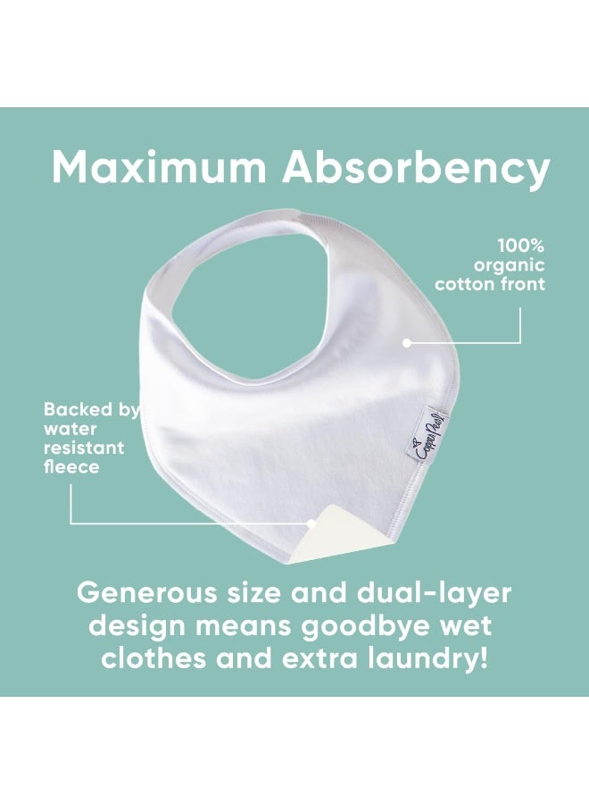 Copper Pearl 4 Pack Soft Cotton Baby Bibs for Drooling and Teething, Absorbent Drool Bibs for Baby Girl and Boy, Adjustable to Fit Newborns to Toddlers (White Basics) - Image 2