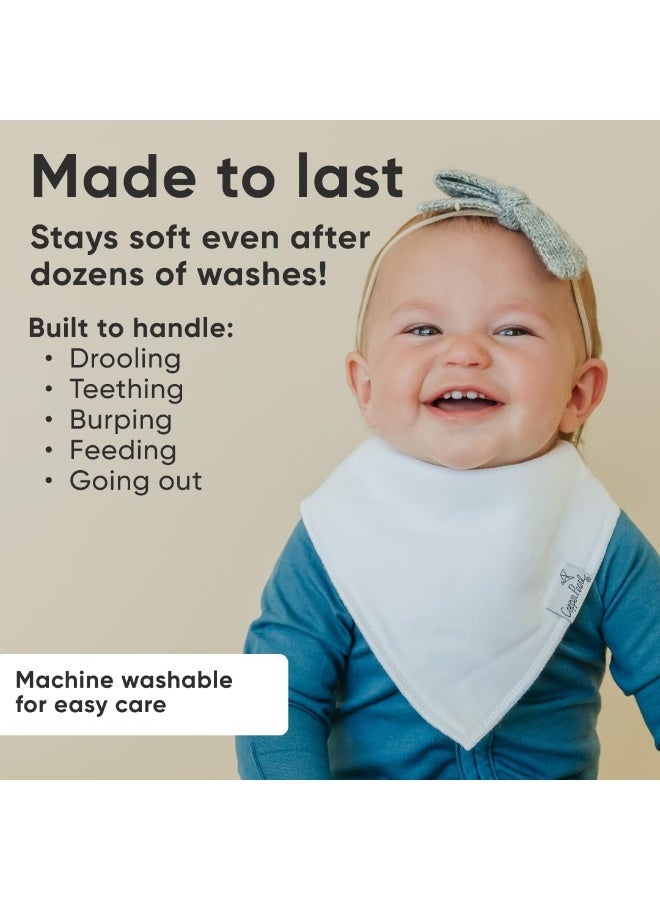 Copper Pearl 4 Pack Soft Cotton Baby Bibs for Drooling and Teething, Absorbent Drool Bibs for Baby Girl and Boy, Adjustable to Fit Newborns to Toddlers (White Basics) - Image 3