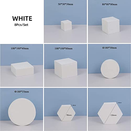 Royalkart Geometric Cube Photography Props Set, Hard Foam Perfect Setup Background Props for Product, Crafts, Lipstick, Jewellery, Cosmetics, Makeup Tools, Food (Pack of 8 - White) - Image 4