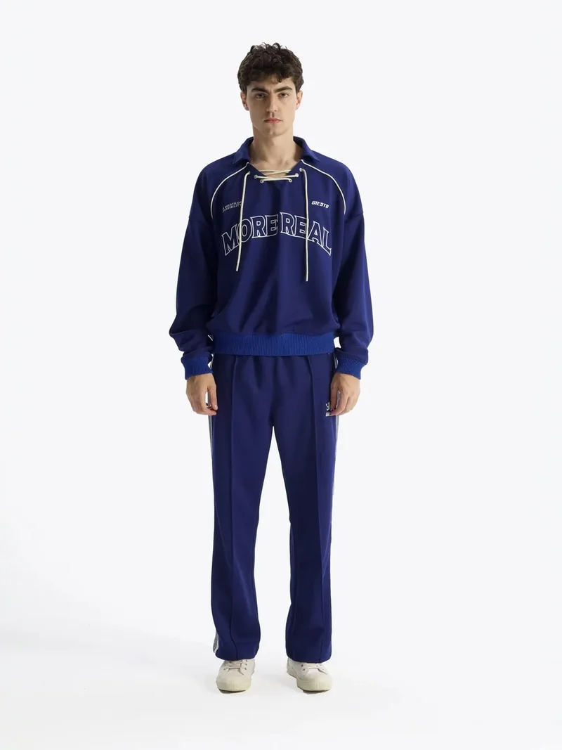 Giesto GIESTO Drawstring Neckline Printed Sweatshirt