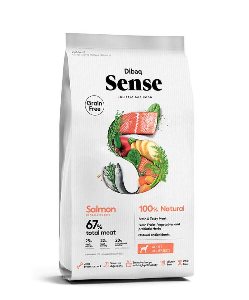 Dibaq Sense Grain Free Salmon Hypoallergenic 100% Natural Adult All Breeds Dry Dog Food 2Kg, 1 Count - Image 5