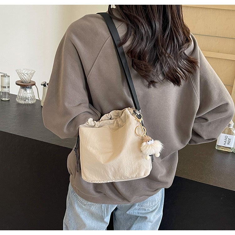 Trendy Nylon Bucket Bag for Women 2026 Summer School Shoulder Crossbody - Image 1