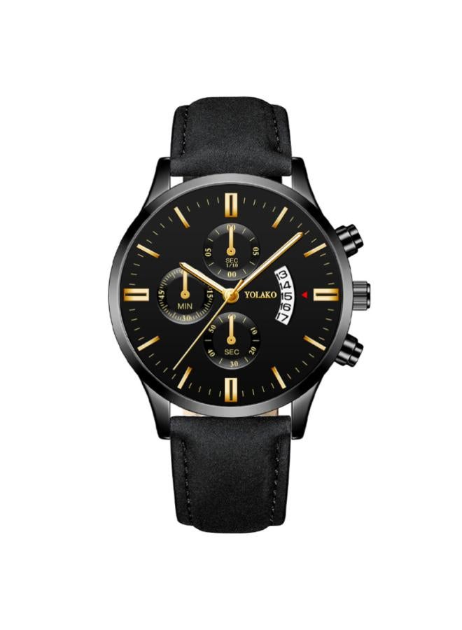 Popular Three-eye Six-pin Calendar Men's Watch Men's Watch Belt Men's Watch Manufacturer One-piece Delivery 