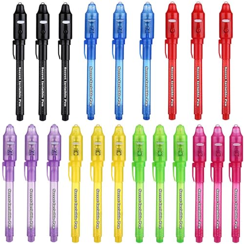 SCStyle Invisible Ink Pen 21Pcs with UV Light Magic Marker for Secret Messages Writing Information for Birthdays Easter Halloween Christmas Gifts for Students - Image 1