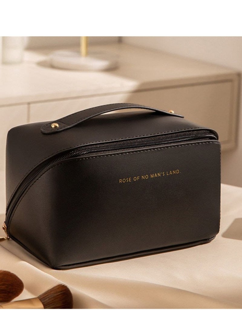 Portable Multifunctional Easy Carry Cosmetic Bag with Zipper Travel Organizer Black - Image 1