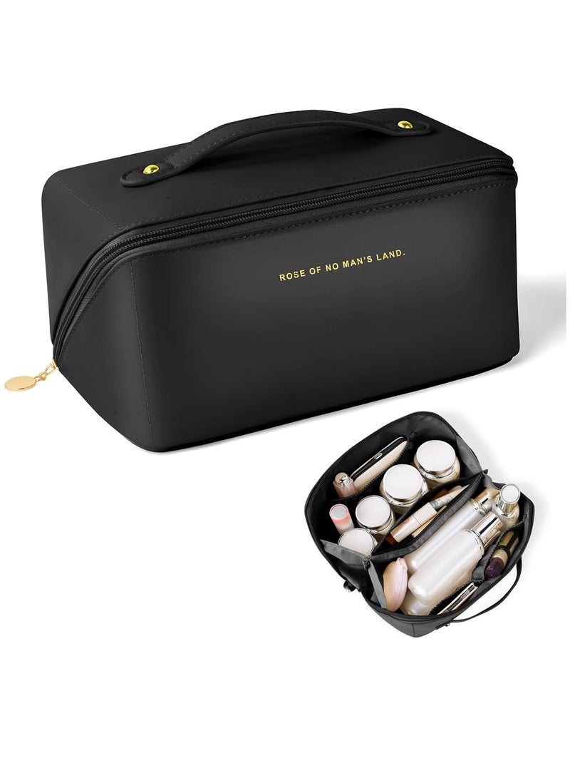 Portable Multifunctional Easy Carry Cosmetic Bag with Zipper Travel Organizer Black - Image 2