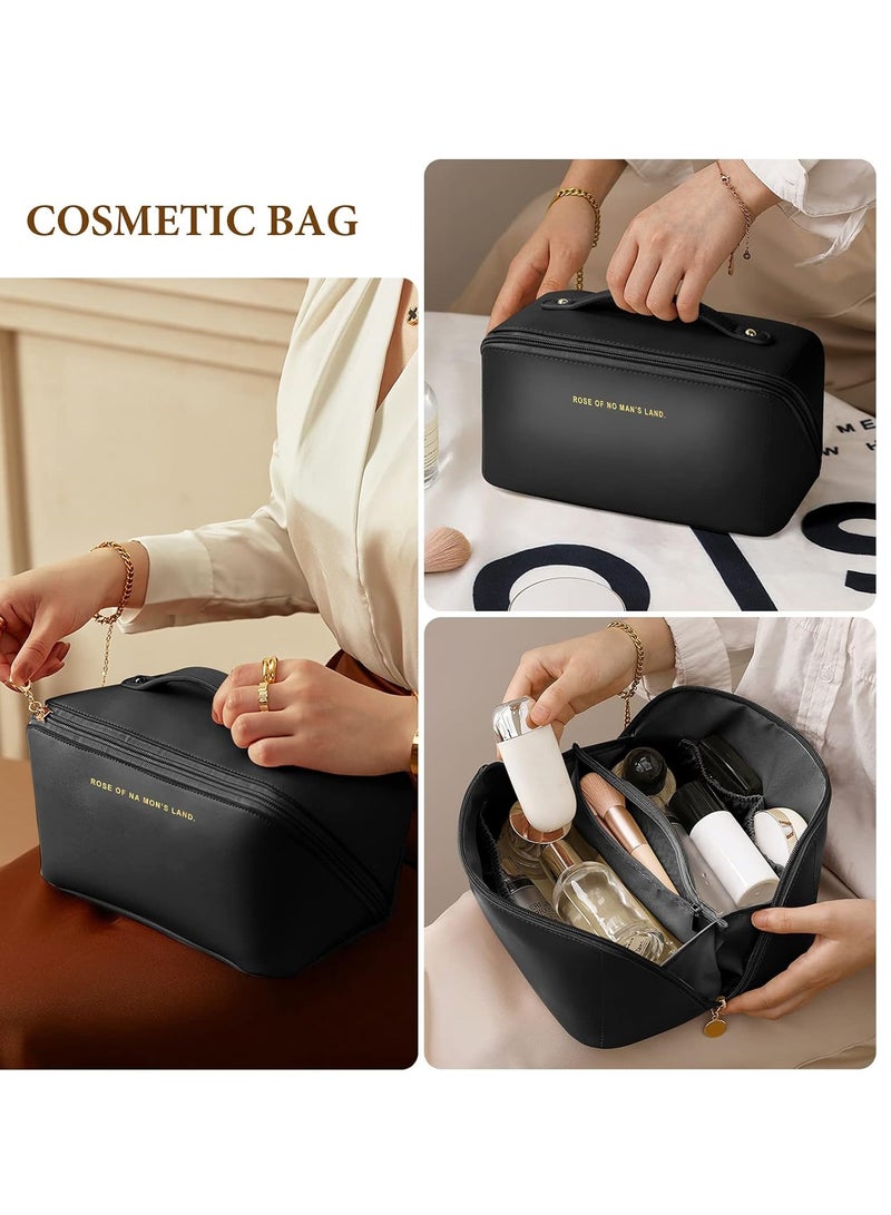 Portable Multifunctional Easy Carry Cosmetic Bag with Zipper Travel Organizer Black - Image 5