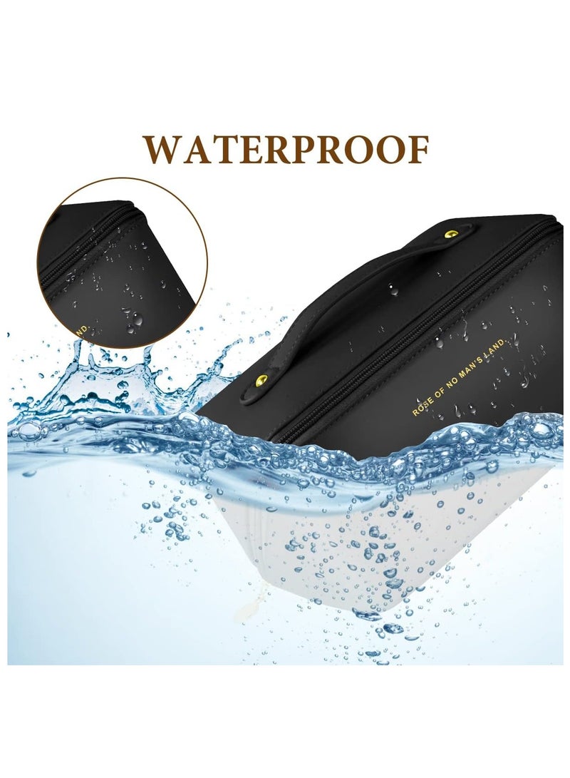 Portable Multifunctional Easy Carry Cosmetic Bag with Zipper Travel Organizer Black - Image 3