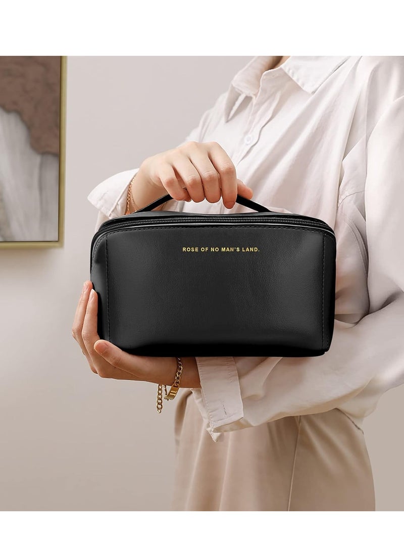 Portable Multifunctional Easy Carry Cosmetic Bag with Zipper Travel Organizer Black - Image 4