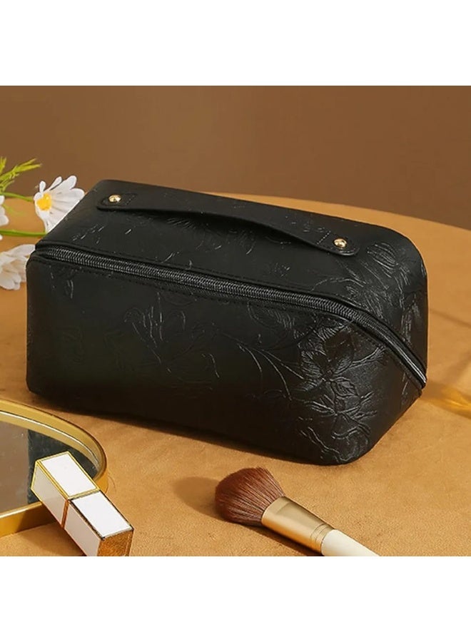 حقيبة مستحضرات التجميل  بسحاب منظم للسفر محموله متعددة الوظائف سهلة الحمل لون اسود - Image 1