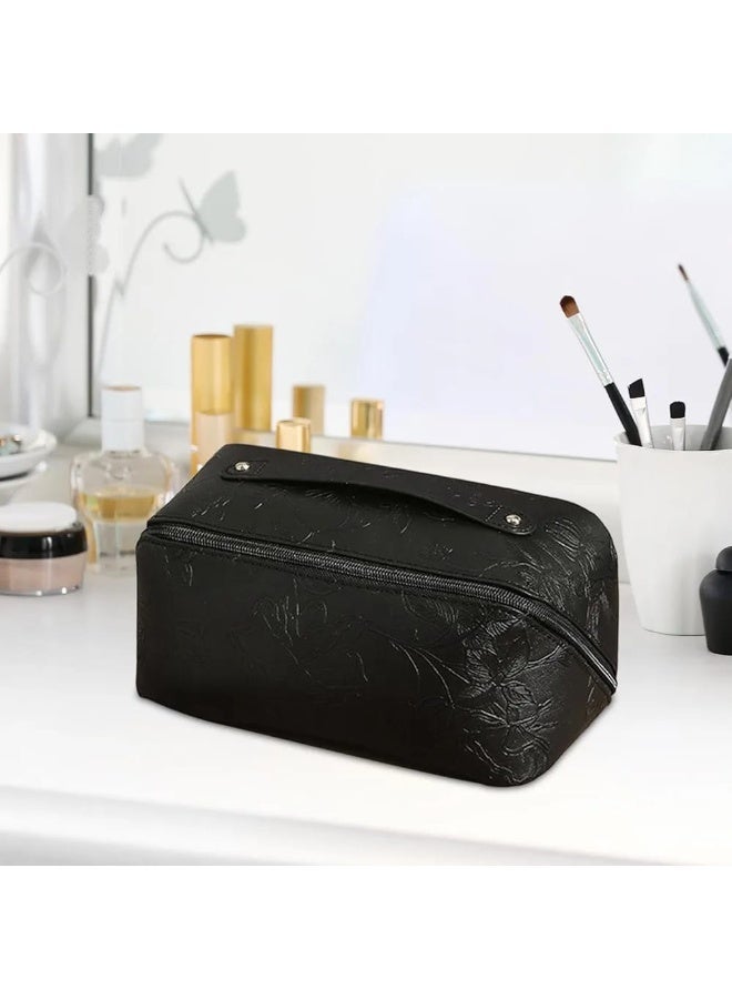 حقيبة مستحضرات التجميل  بسحاب منظم للسفر محموله متعددة الوظائف سهلة الحمل لون اسود - Image 5
