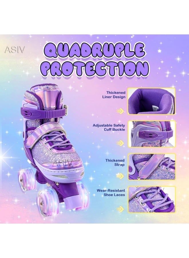 ASIV Adjustable Children's Roller Skates – 4-Level Adjustable with Light-Up Wheels, Suitable for Older Children and Small Adult Sizes, Birthday Gift for Girls, Perfect for Outdoor Sports (Size 35–36) - Image 5