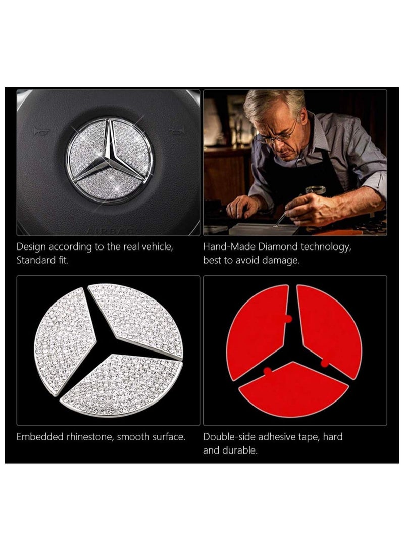 Mercedes Steering Wheel Mercedes Benz Logo Diamond Emblem Sticker Steering Wheel Emblem Decorative Sticker for Benz A B C E G CLA CLS GLE GLC GLK GLA ML (45) - Image 4