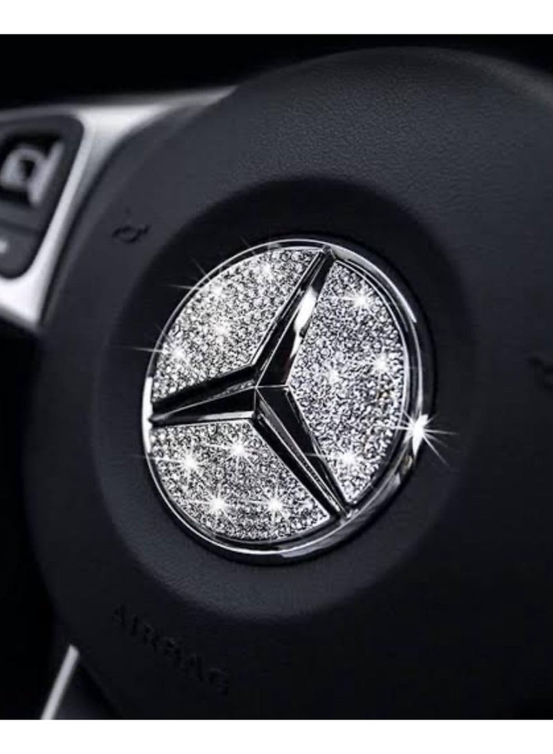 Mercedes Steering Wheel Mercedes Benz Logo Diamond Emblem Sticker Steering Wheel Emblem Decorative Sticker for Benz A B C E G CLA CLS GLE GLC GLK GLA ML (45) - Image 2
