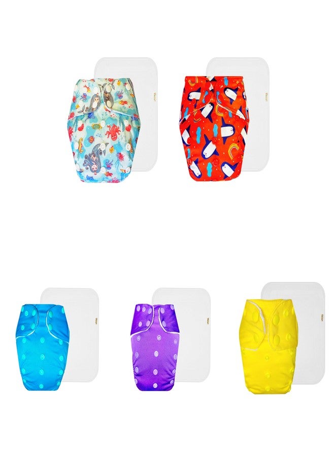 Dumbledo Premium Cloth Diaper with Cotton Insert (Pack of 5) | Snug Fit | Leakproof | Quick Dry | Designed by Moms | 3 Months - 3 Years | Unisex Baby - Image 1